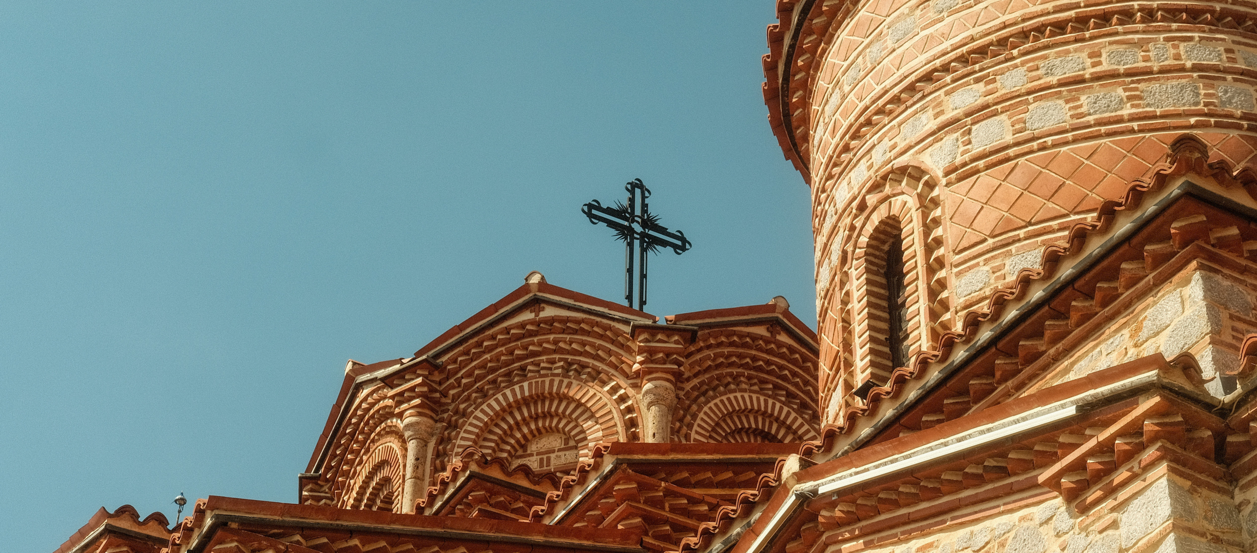 The cross of the Church of Saints Clement and Panteleimon in Ohrid, North Macedonia.