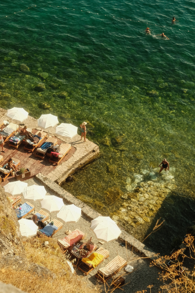 People swimming in lake Ohrid.