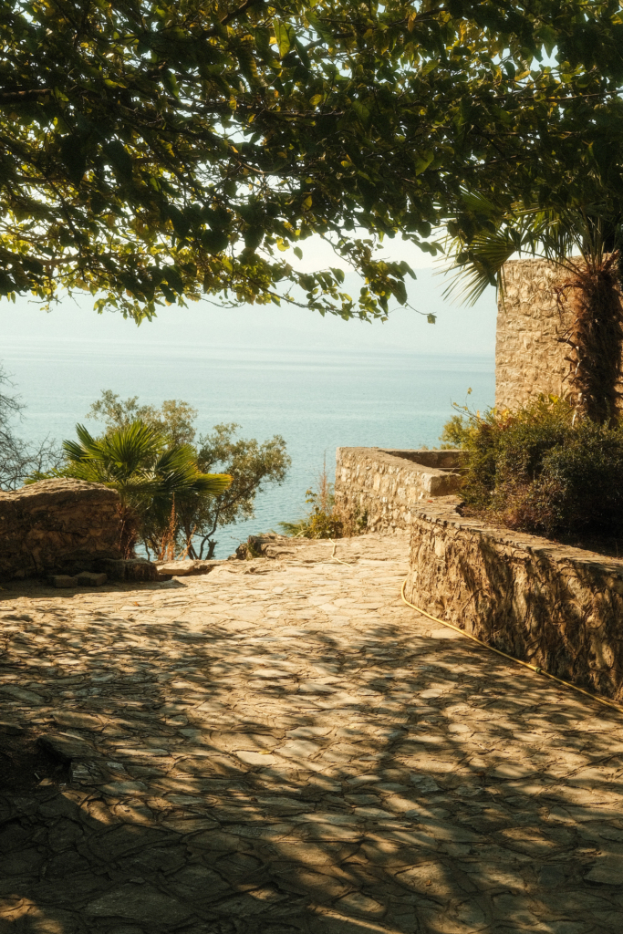 A shady spot around the church of St. John at Kaneo.