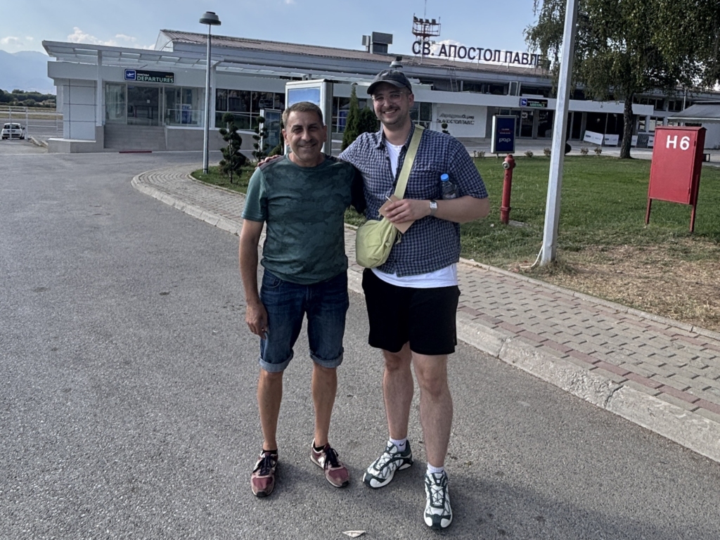 Nomche and Jan-Gottfried in front Ohrid Airport.
